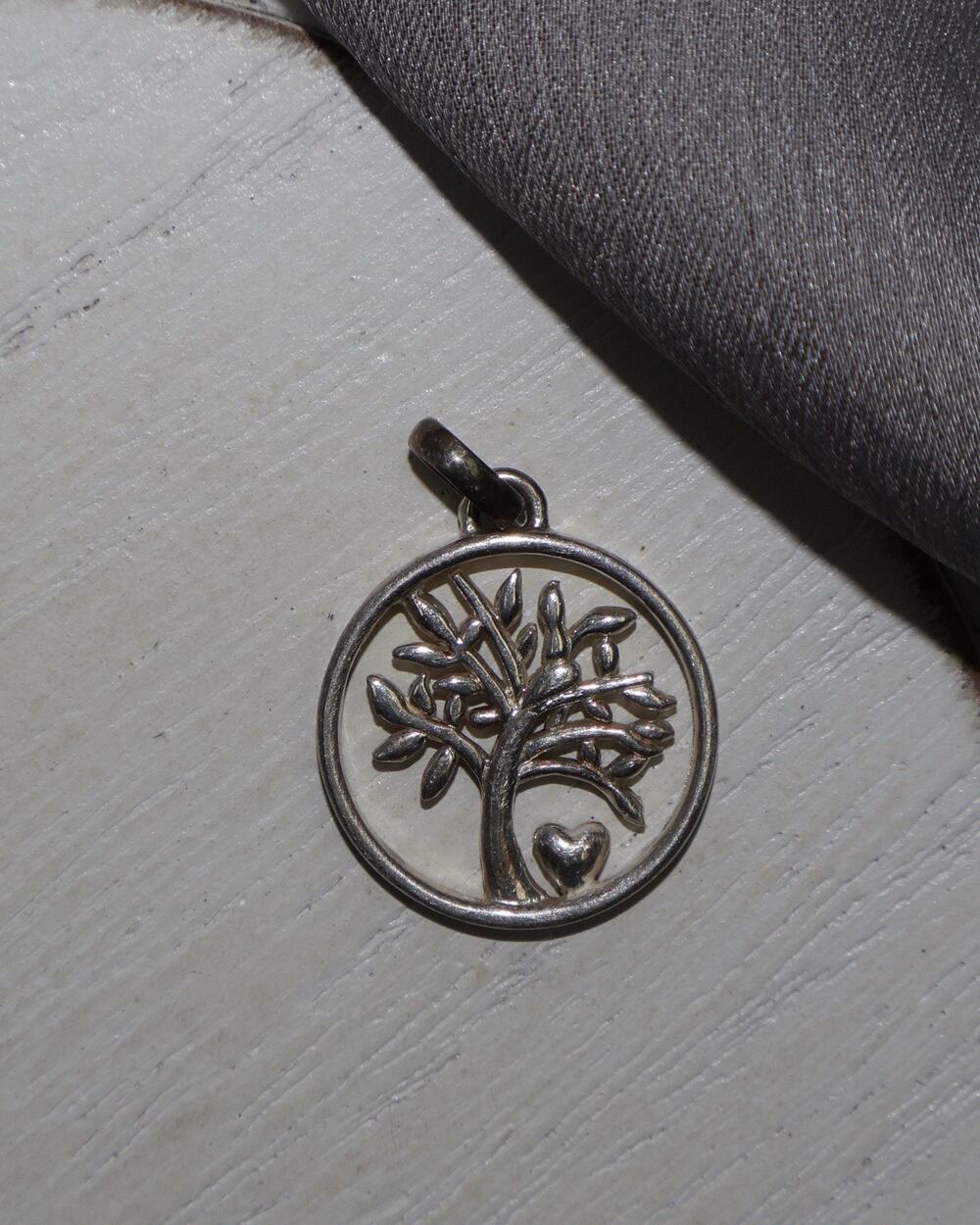 Tree Of Life With Heart Sterling Silver ( My Family My Love ) Pendant 2.3G/0.9in